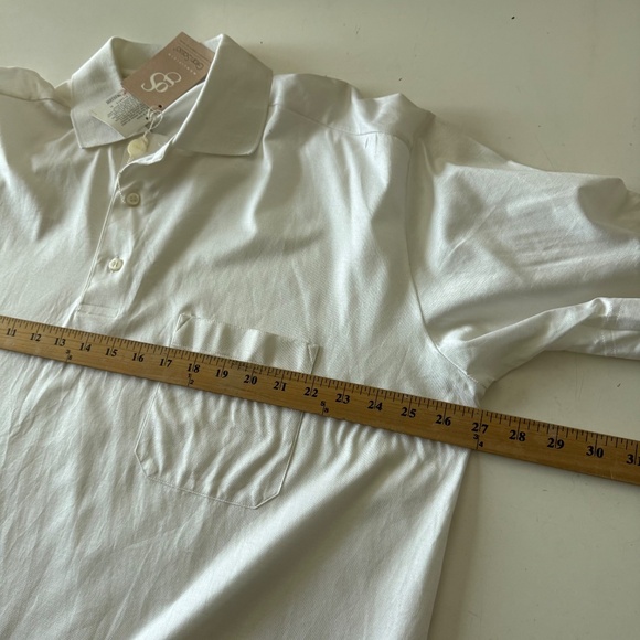 Gran Sasso Made in Italy Solid White Pocket Collared Polo Shirt Mens XL Cotton - Picture 7 of 9